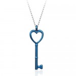 Love Heart Key Titanium Pendant - Free Chain