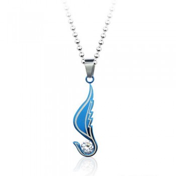 Fashion Angel Wing Titanium Pendant with Diamond - Free Chain