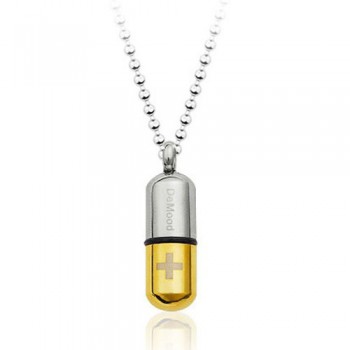 New style Golden Openable Capsule Titanium Pendant - Free Chain