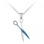 Blue Scissor Fashion Titanium Pendant - Free Chain