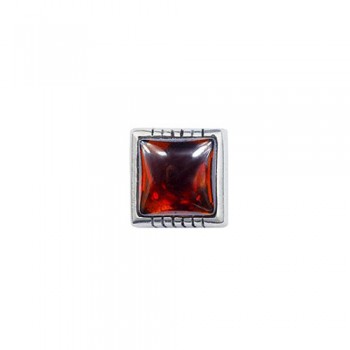 Beautiful Dark Red Square Titanium Earrings