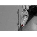 Beautiful Dark Red Square Titanium Earrings