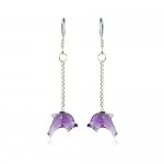 Purple Dolphin-shaped Titanium Earrings