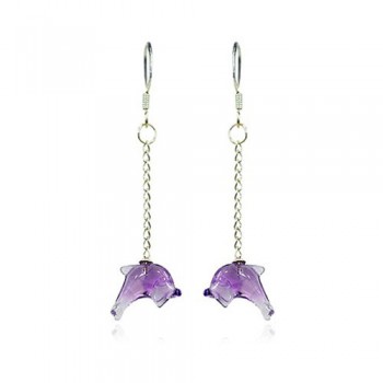 Purple Dolphin-shaped Titanium Earrings