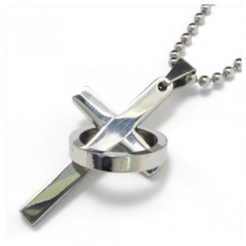Men's Pure Titanium Cross Necklace Pendant Chain (New) 06000