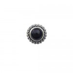 Round Black Agate Flower Titanium Earrings