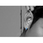 Blue Square Crystal Titanium Earrings