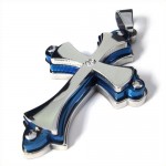 Three Layers Cross Titanium Pendant (Blue) 19084