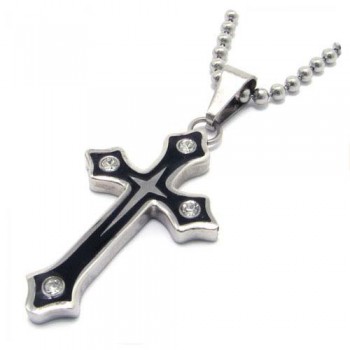 Fashion Black plate Cross Titanium Pendant with diamonds 10483