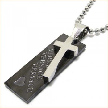 Love Heart Black Titanium Cross Pendant 10558