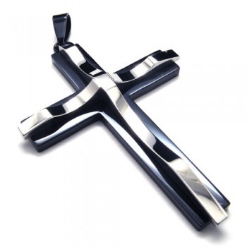 Fashion ripple Black Cross Titanium Pendant 19199