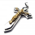 Two Layers Cross Titanium Pendant (Gloden) 18028