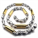 21.9 inch Titanium Golden cylindrical Necklace 18838