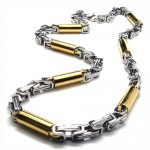 21.9 inch Titanium Golden cylindrical Necklace 18838