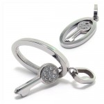 Fashion Silver Color Titanium key diamond necklace pendant 12386