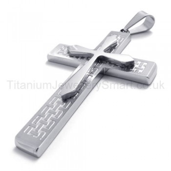 Two Layers Silvery Cross Titanium Pendant 20151