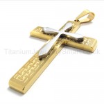 Two Layers Golden Cross Titanium Pendant 20152