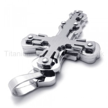 Three Layers Silvery Cross Titanium Pendant 20262