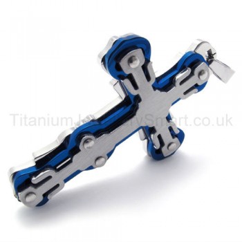 Three Layers Blue Cross Titanium Pendant 20265