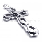 Silvery Hollowed Cross Titanium Pendant 20266