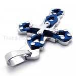 Blue Hollowed Cross Titanium Pendant 20269