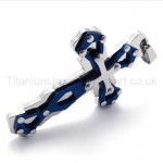 Blue Hollowed Cross Titanium Pendant 20269