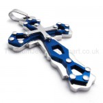 Blue Hollowed Cross Titanium Pendant 20269