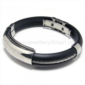 Titanium and Rubber Cable Bracelet 07492