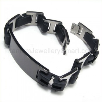 Titanium No Logo Double H-Link Bracelet 08130