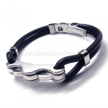 Cool Mens Titanium and Rubber Bracelet 17305