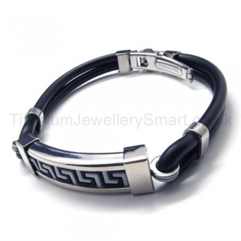 Mens Stylish Titanium and Rubber Bracelet 17307