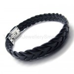 Titanium   Leather Plait Bracelet 17308