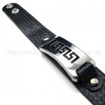 Men's Titanium and Leather Bracelet 18332
