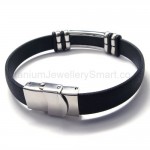 Mens Titanium and Leather With Cross Bracelet 18335