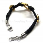 New Womens Stylsih Adjustable Titanium Inlay Diamond Gold Bracelet 18347
