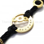 New Womens Stylsih Adjustable Titanium Inlay Diamond Gold Bracelet 18347