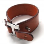 Brown Titanium Leather Wide Bracelet 18359