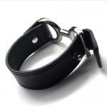 Black Titanium Leather Wide Bracelet 18360
