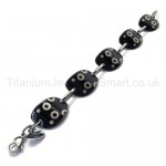 Cute Black Curving Oval Titanium Link Women's Bracelet 18368
