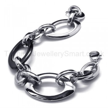 Black Titanium Cute Oval Link Bracelet 18371