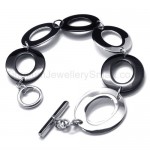 Black Titanium Oblate Ring Link Bracelet 18372