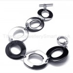 Black Titanium Oblate Ring Link Bracelet 18372