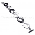 Black Titanium Oblate Ring Link Bracelet 18372