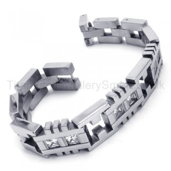 With Diamond Titanium Trendy Men's Bracelet 18509