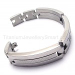 Silver Grooved Titanium Inlay Diamond Bracelet 18515