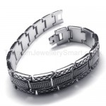 Great Wall Series Titanium Grooved Mens Bracelet 18624