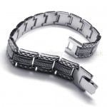 Great Wall Series Titanium Grooved Mens Bracelet 18624