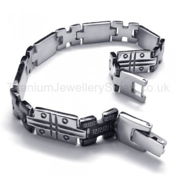 Great Wall Series Titanium Grooved Mens Bracelet 18628