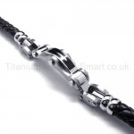 Stylish Mens Titanium and Leather With Sword Bracelet 18712