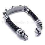 Stylish Mens Titanium and Leather With Sword Bracelet 18712